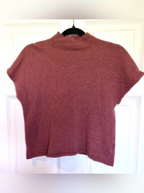 Halston 100% 2-Ply Cashmere Short Sleeve Mock Neck Sweater Mauve - Size M/L